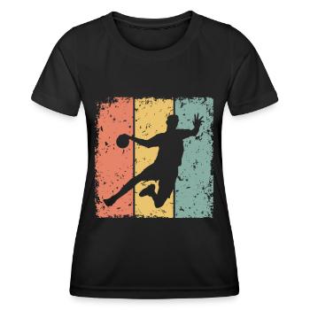 Handball retro - Frauen Funktions-T-Shirt - Schwarz - Vorne - AI Model Female 172 light (172cm)