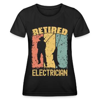 Fishing retired electrician - Women's Functional T-Shirt - black - Front - AI Model Female 172 light (172cm)