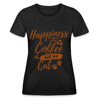 Coffee Cat lover - Women's Functional T-Shirt - black - Front - AI Model Female 172 light (172cm)