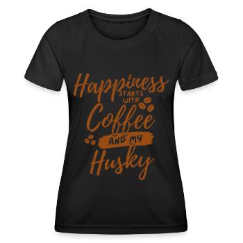 Coffee Husky lover - Women's Functional T-Shirt - black - Front - AI Model Female 172 light (172cm)