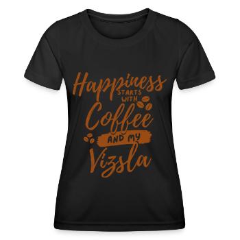 Amateur de café Vizsla - T-shirt sport Femme - noir - Devant - AI Model Female 172 light (172cm)