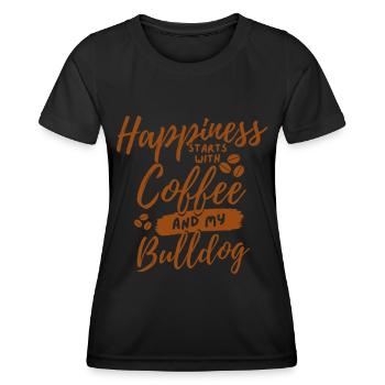 Kaffee Bulldogge Liebhaber - Frauen Funktions-T-Shirt - Schwarz - Vorne - AI Model Female 172 light (172cm)