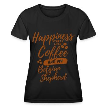Coffee Belgian-shepherd lover - Women's Functional T-Shirt - black - Front - AI Model Female 172 light (172cm)