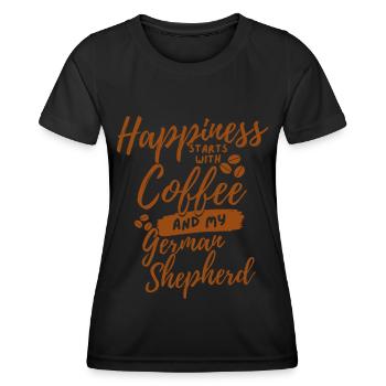 Coffee German-shepherd lover - Women's Functional T-Shirt - black - Front - AI Model Female 172 light (172cm)