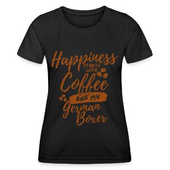 Kaffee Deutsch-Boxer-Liebhaber - Frauen Funktions-T-Shirt - Schwarz - Vorne - AI Model Female 172 light (172cm)