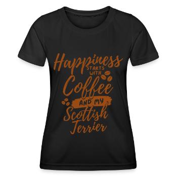 Kaffee Scottish-Terrier Liebhaber - Frauen Funktions-T-Shirt - Schwarz - Vorne - AI Model Female 172 light (172cm)
