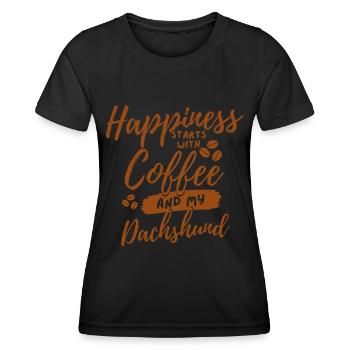 Kaffee Dackel Liebhaber - Frauen Funktions-T-Shirt - Schwarz - Vorne - AI Model Female 172 light (172cm)