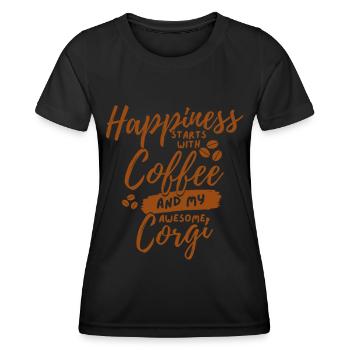 Coffee Corgi lover - Women's Functional T-Shirt - black - Front - AI Model Female 172 light (172cm)