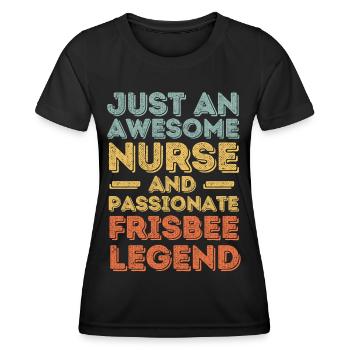 Nurse Frisbee legend retro - Women's Functional T-Shirt - black - Front - AI Model Female 172 light (172cm)