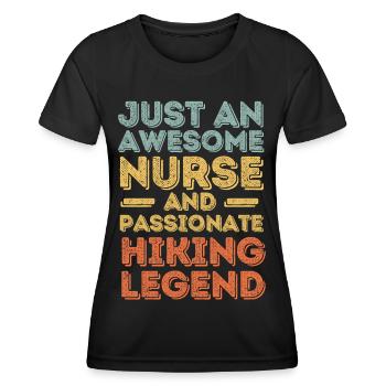 Krankenschwester Wanderlegende retro - Frauen Funktions-T-Shirt - Schwarz - Vorne - AI Model Female 172 light (172cm)