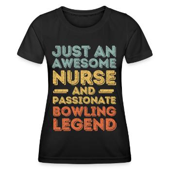 Krankenschwester Bowling-Legende retro - Frauen Funktions-T-Shirt - Schwarz - Vorne - AI Model Female 172 light (172cm)