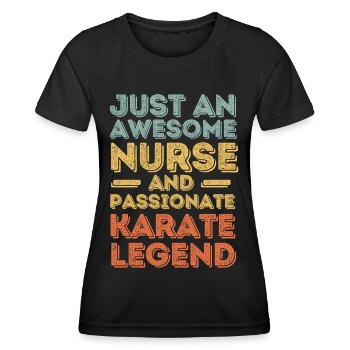 Krankenschwester Karate Legende retro - Frauen Funktions-T-Shirt - Schwarz - Vorne - AI Model Female 172 light (172cm)