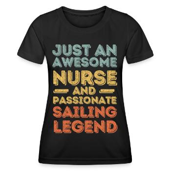 Krankenschwester Segellegende retro - Frauen Funktions-T-Shirt - Schwarz - Vorne - AI Model Female 172 light (172cm)
