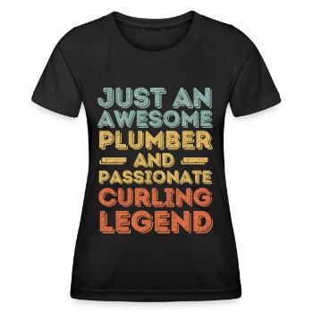 Plumber Curling legend retro - Women's Functional T-Shirt - black - Front - AI Model Female 172 light (172cm)