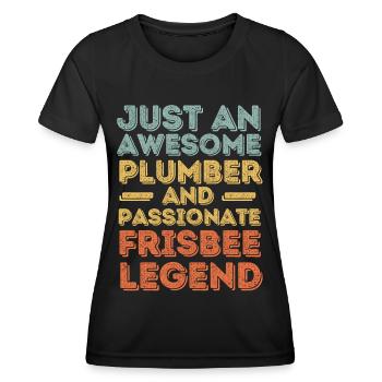 Plumber Frisbee legend retro - Women's Functional T-Shirt - black - Front - AI Model Female 172 light (172cm)