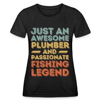 Plumber Fishing legend retro - Women's Functional T-Shirt - black - Front - AI Model Female 172 light (172cm)