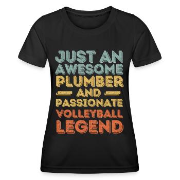 Plumber Volleyball legend retro - Women's Functional T-Shirt - black - Front - AI Model Female 172 light (172cm)