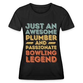 Plumber Bowling legend retro - Women's Functional T-Shirt - black - Front - AI Model Female 172 light (172cm)