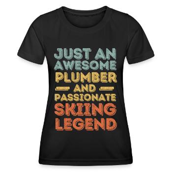 Plumber Skiing legend retro - Women's Functional T-Shirt - black - Front - AI Model Female 172 light (172cm)