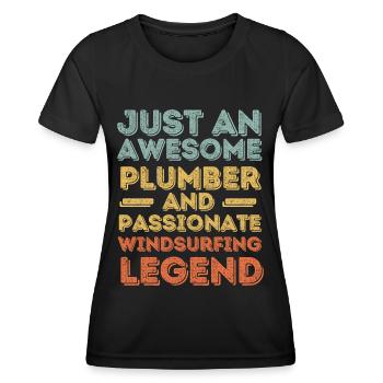 Plumber Windsurfing legend retro - Women's Functional T-Shirt - black - Front - AI Model Female 172 light (172cm)