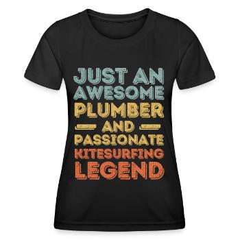 Plumber Kitesurfing legend retro - Women's Functional T-Shirt - black - Front - AI Model Female 172 light (172cm)
