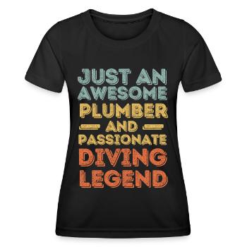 Plumber Diving legend retro - Women's Functional T-Shirt - black - Front - AI Model Female 172 light (172cm)