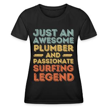 Plumber Surfing legend retro - Women's Functional T-Shirt - black - Front - AI Model Female 172 light (172cm)