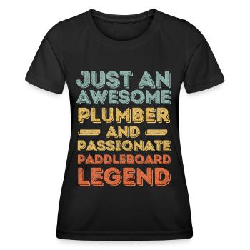 Klempner Paddleboard Legende Retro - Frauen Funktions-T-Shirt - Schwarz - Vorne - AI Model Female 172 light (172cm)