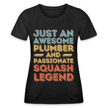 Plombier Légende du squash rétro - T-shirt sport Femme - noir - Devant - AI Model Female 172 light (172cm)