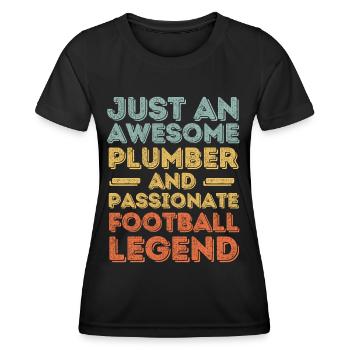 Plumber Football legend retro - Women's Functional T-Shirt - black - Front - AI Model Female 172 light (172cm)