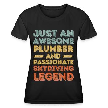 Plombier Parachutisme légende rétro - T-shirt sport Femme - noir - Devant - AI Model Female 172 light (172cm)