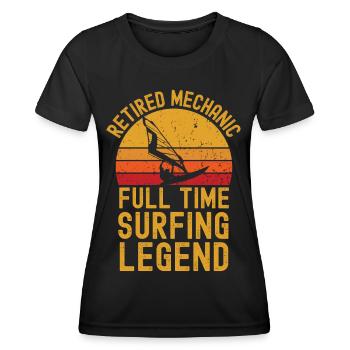 Retired mechanic windsurfing legend - Women's Functional T-Shirt - black - Front - AI Model Female 172 light (172cm)