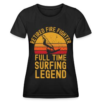 Légende de la planche à voile pompier à la retraite - T-shirt sport Femme - noir - Devant - AI Model Female 172 light (172cm)