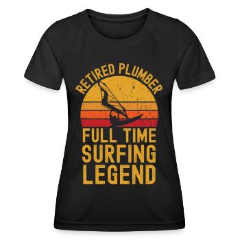 Retired plumber windsurfing legend - Women's Functional T-Shirt - black - Front - AI Model Female 172 light (172cm)