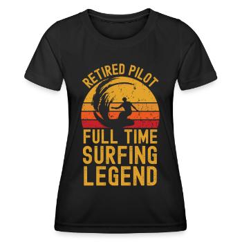 Retired pilot surfing legend - Women's Functional T-Shirt - black - Front - AI Model Female 172 light (172cm)