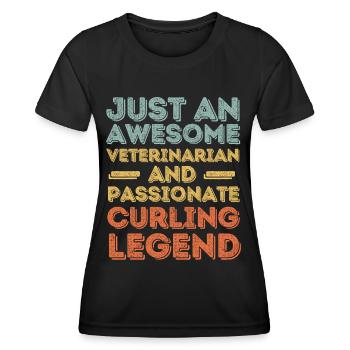 Tierarzt Curling Legende retro - Frauen Funktions-T-Shirt - Schwarz - Vorne - AI Model Female 172 light (172cm)