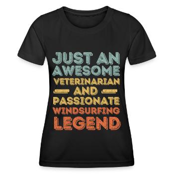 Tierarzt Windsurfen Legende retro - Frauen Funktions-T-Shirt - Schwarz - Vorne - AI Model Female 172 light (172cm)