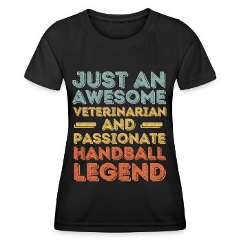 Tierarzt Handballlegende retro - Frauen Funktions-T-Shirt - Schwarz - Vorne - AI Model Female 172 light (172cm)