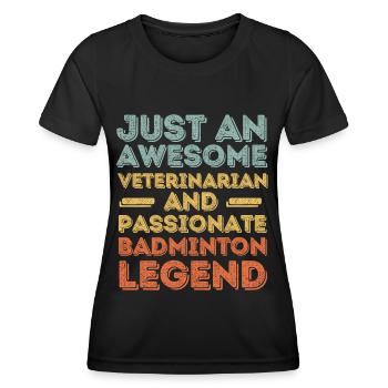 Tierarzt Badminton Legende retro - Frauen Funktions-T-Shirt - Schwarz - Vorne - AI Model Female 172 light (172cm)