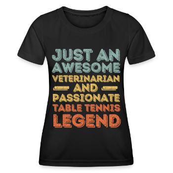 Tierarzt Tischtennis Legende retro - Frauen Funktions-T-Shirt - Schwarz - Vorne - AI Model Female 172 light (172cm)