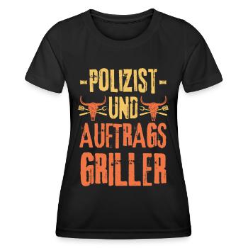 Polizist und Grillen - Frauen Funktions-T-Shirt - Schwarz - Vorne - AI Model Female 172 light (172cm)