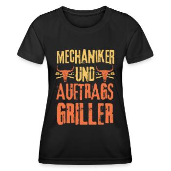 Mechaniker und Grillen - Frauen Funktions-T-Shirt - Schwarz - Vorne - AI Model Female 172 light (172cm)
