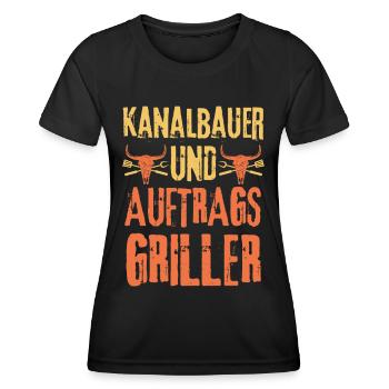 Kanalbauer und Grillen - Frauen Funktions-T-Shirt - Schwarz - Vorne - AI Model Female 172 light (172cm)