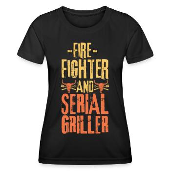 Feuerwehrmann und Seriengriller - Frauen Funktions-T-Shirt - Schwarz - Vorne - AI Model Female 172 light (172cm)