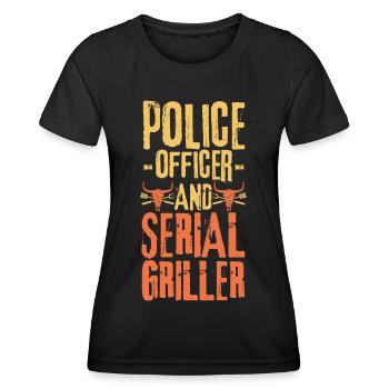 Polizist und Seriengriller - Frauen Funktions-T-Shirt - Schwarz - Vorne - AI Model Female 172 light (172cm)