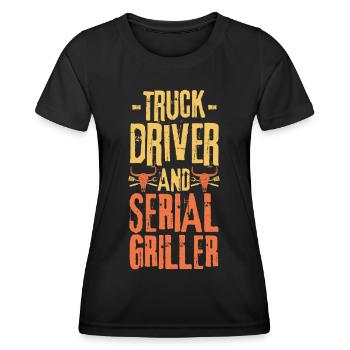 Truck-driver and Serial Griller - Women's Functional T-Shirt - black - Front - AI Model Female 172 light (172cm)