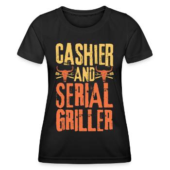 Kassierer und Seriengriller - Frauen Funktions-T-Shirt - Schwarz - Vorne - AI Model Female 172 light (172cm)