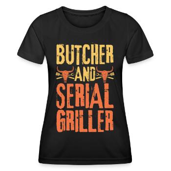Metzger und Seriengriller - Frauen Funktions-T-Shirt - Schwarz - Vorne - AI Model Female 172 light (172cm)
