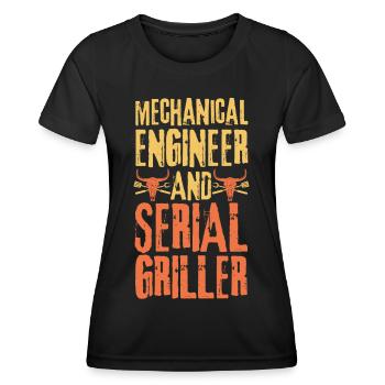 Maschinenbauingenieur und Seriengriller - Frauen Funktions-T-Shirt - Schwarz - Vorne - AI Model Female 172 light (172cm)