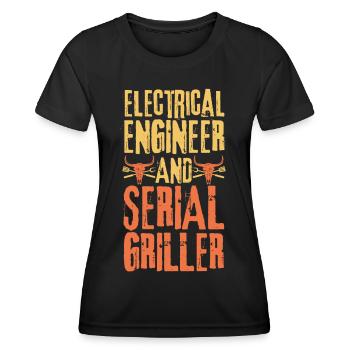 Elektrotechniker und Seriengriller - Frauen Funktions-T-Shirt - Schwarz - Vorne - AI Model Female 172 light (172cm)
